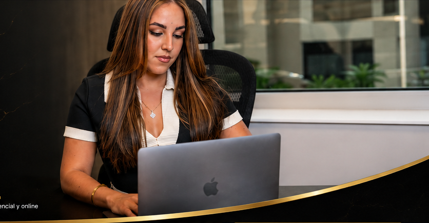 ASH Notary and Financial Services trabajando con una laptop